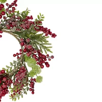 Northlight Frosted Red Berry And Pine Unlit Indoor Christmas Wreath