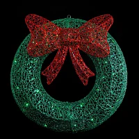 Northlight Green Glitter With Led Lights Outdoor Pre-Lit Christmas Wreath