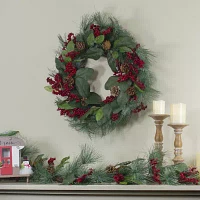 Northlight Leaves Berry And Pine Needle Artificial Unlit Indoor Christmas Wreath