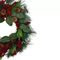 Northlight Leaves Berry And Pine Needle Artificial Unlit Indoor Christmas Wreath