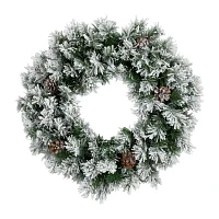 Northlight Flocked Angel Pine With Pine Cones Unlit Outdoor Christmas Wreath