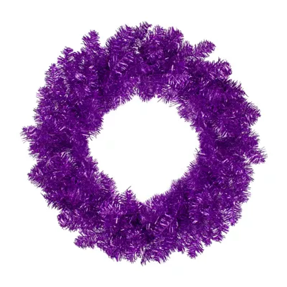 Northlight Metallic Purple Tinsel Unlit Indoor Wreath