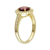 Genuine Garnet and 1/7 CT. T.W. Diamond Ring