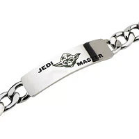 Mens Star Wars Yoda Jedi Master ID Stainless Steel Curb Bracelet