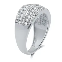 Womens 2mm 1 CT.T.W. Natural Diamond 10K White Gold Anniversary Band