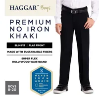 Haggar Little & Big Boys Slim Tapered Flat Front Pant