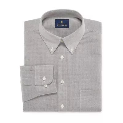 Stafford Mens Wrinkle Free Oxford Button Down Collar Regular Fit Dress Shirt