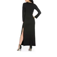 24/7 Comfort Apparel Womens Side Slit Fitted Maxi Dress