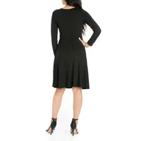 24/7 Comfort Apparel Womens Chic V Neck Belted Dress