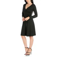 24/7 Comfort Apparel Womens Chic V Neck Belted Dress