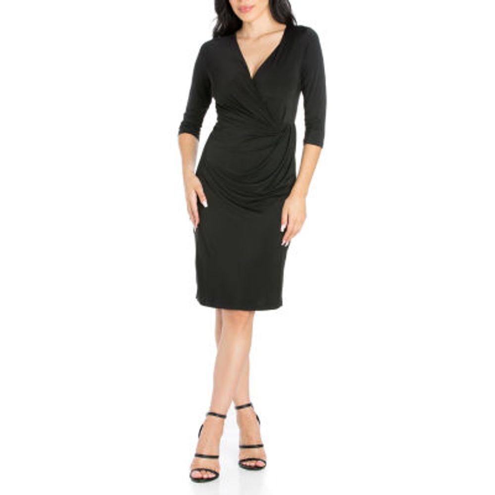 24/7 Comfort Apparel Womens Draped Style V Neck Dress