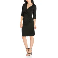 24/7 Comfort Apparel Womens Draped Style V Neck Dress