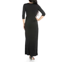 24/7 Comfort Apparel Womens Side Slit Fitted Maxi Dress