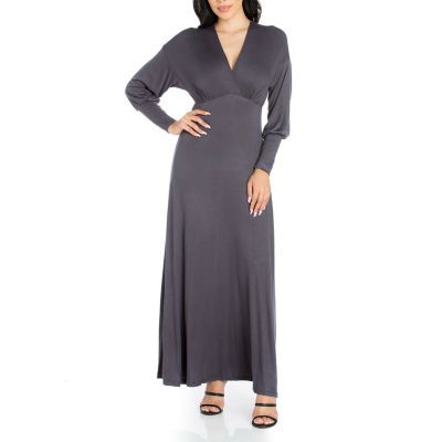 24seven Comfort Apparel Womens Long Sleeve Maxi Dress