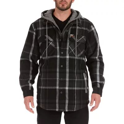 Smiths Workwear Sherpa Lined Flannel Mens Hooded Midweight Shirt Jacket