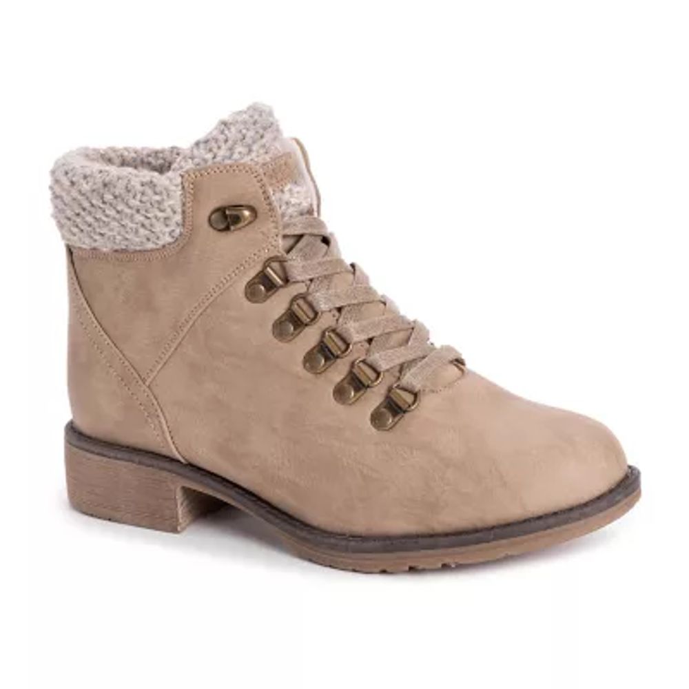 Muk Luks Womens Hiker Denali Stacked Heel Winter Boots