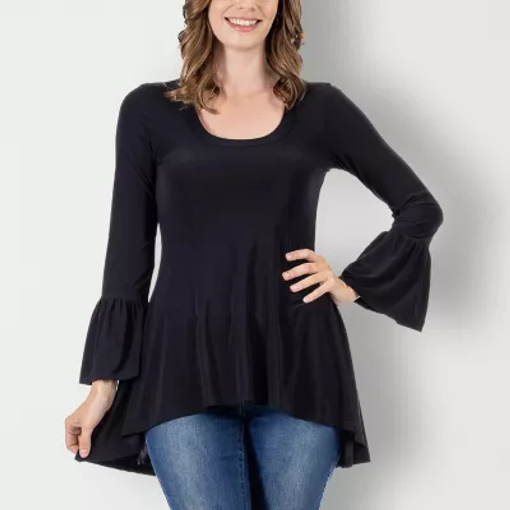 24seven Comfort Apparel Womens Scoop Neck Long Sleeve Tunic Top