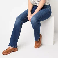 Liz Claiborne Sara Bootcut Womens Mid Rise Slim Pant-Tall