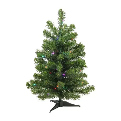 Northlight Canadian Pine With Multicolor Lights 2 Foot Pre-Lit Pine Christmas Tree