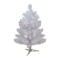 Northlight White Iridescent Pine With Clear Lights 2 Foot Pre-Lit Pine Christmas Tree