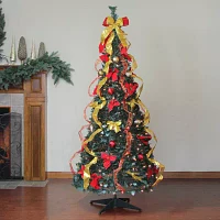 Northlight Gold And Red Pre-Decorated With Clear Lights 6 Foot Pre-Lit Christmas Tree