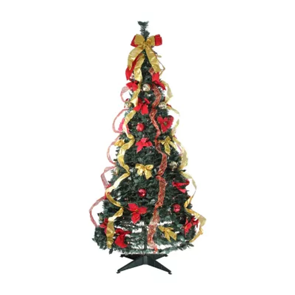 Northlight Gold And Red Pre-Decorated With Clear Lights 6 Foot Pre-Lit Christmas Tree