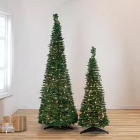 Northlight Holly Leaf Pop-Up With Clear Lights 6 Foot Pre-Lit Christmas Tree