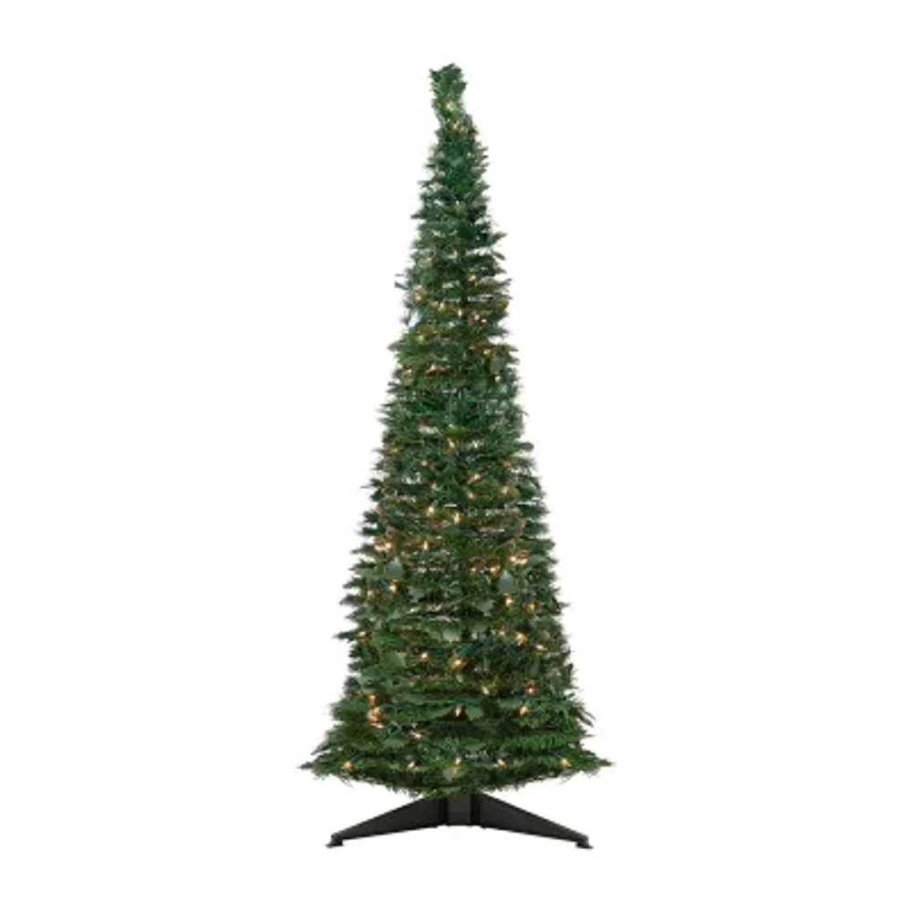 Northlight Holly Leaf Pop-Up With Clear Lights 6 Foot Pre-Lit Christmas Tree