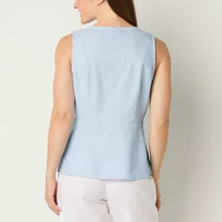 Liz Claiborne Womens V Neck Sleeveless Peplum Top