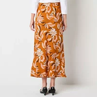 Liz Claiborne Womens Mid Rise Midi A-Line Skirt