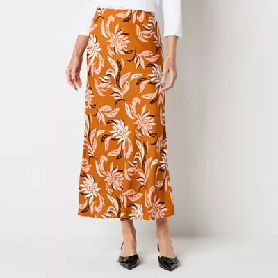 Liz Claiborne Womens Mid Rise Midi A-Line Skirt