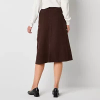 Liz Claiborne Womens Mid Rise Midi A-Line Skirt