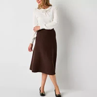 Liz Claiborne Womens Mid Rise Midi A-Line Skirt