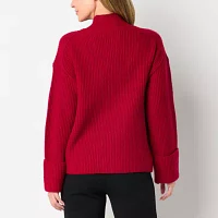 Liz Claiborne Womens Mock Neck Long Sleeve Pullover Sweater