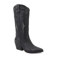 Yoki Womens Gayle- Stacked Heel Cowboy Boots