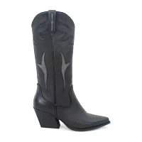 Yoki Womens Gayle- Stacked Heel Cowboy Boots