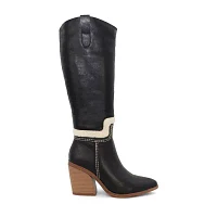 Yoki Womens Rebbah-04 Stacked Heel Cowboy Boots