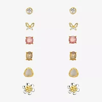 Sparkle Allure A Week Of Sparkle 7-pc. Cubic Zirconia 14K Gold Over Brass Butterfly Flower Jewelry Set