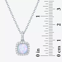 Yes Womens Lab Created White Opal Sterling Silver Pendant Necklaces