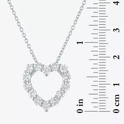 YES PLEASE! Lab Created White Sapphire Heart Pendant Necklace in Sterling Silver