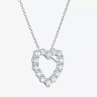 YES PLEASE! Lab Created White Sapphire Heart Pendant Necklace in Sterling Silver