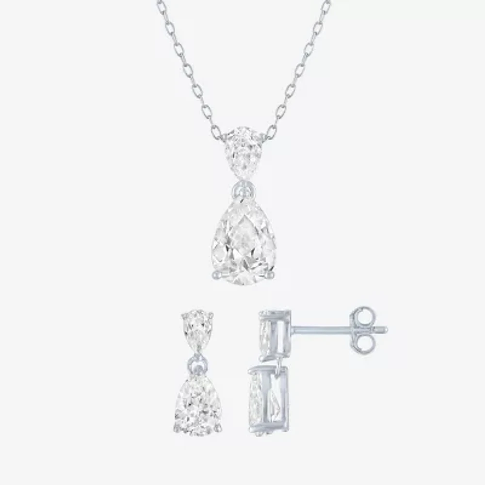 Yes, Please! Womens Lab Created White Sapphire Sterling Silver Pear 2-pc. Jewelry Set