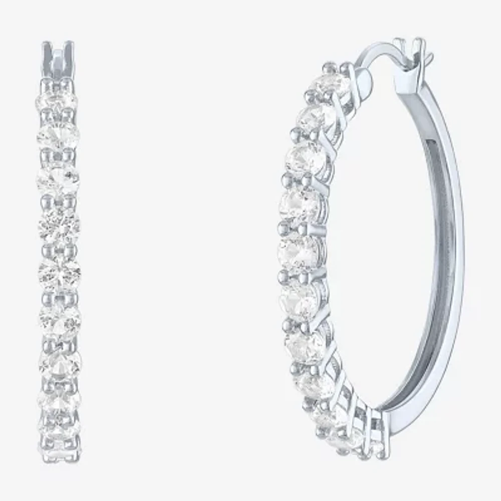 Yes, Please! Lab Created White Sapphire Sterling Silver 30mm Hoop Earrings