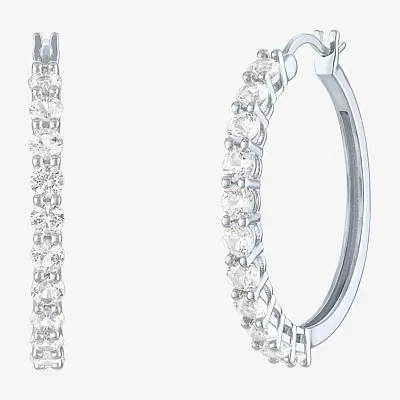 Yes, Please! Lab Created White Sapphire Sterling Silver 30mm Hoop Earrings