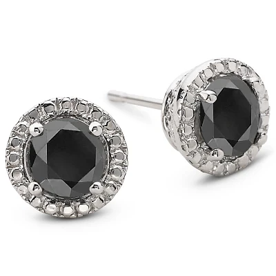 2 CT. T.W. Color-Enhanced Black Diamond Stud Earrings