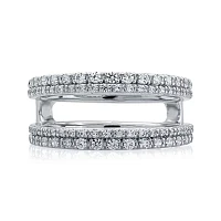 1/2 CT. T.W. Diamond 14K White Gold Double-Row Ring Wrap