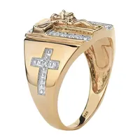 Mens 1/ CT. T.W. Natural White Diamond 18K Gold Over Silver Fashion Ring