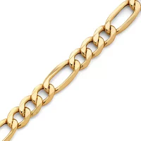 Mens 10K Gold 6.7mm 8.5" Hollow Figaro Bracelet 