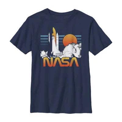 Little & Big Boys Crew Neck Short Sleeve NASA Graphic T-Shirt