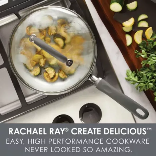 Rachael Ray Red Create Delicious Aluminum Nonstick Covered 9.5 in Deep Skillet